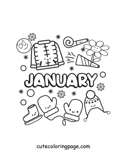 Cute January Coloring printable Page