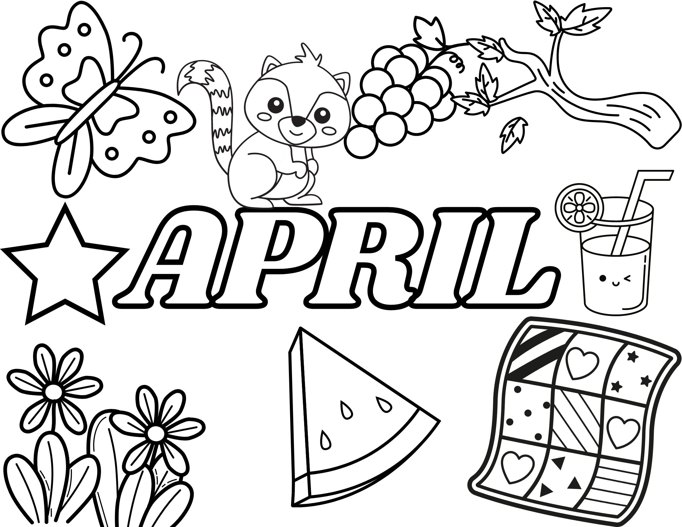 April Month Coloring Page