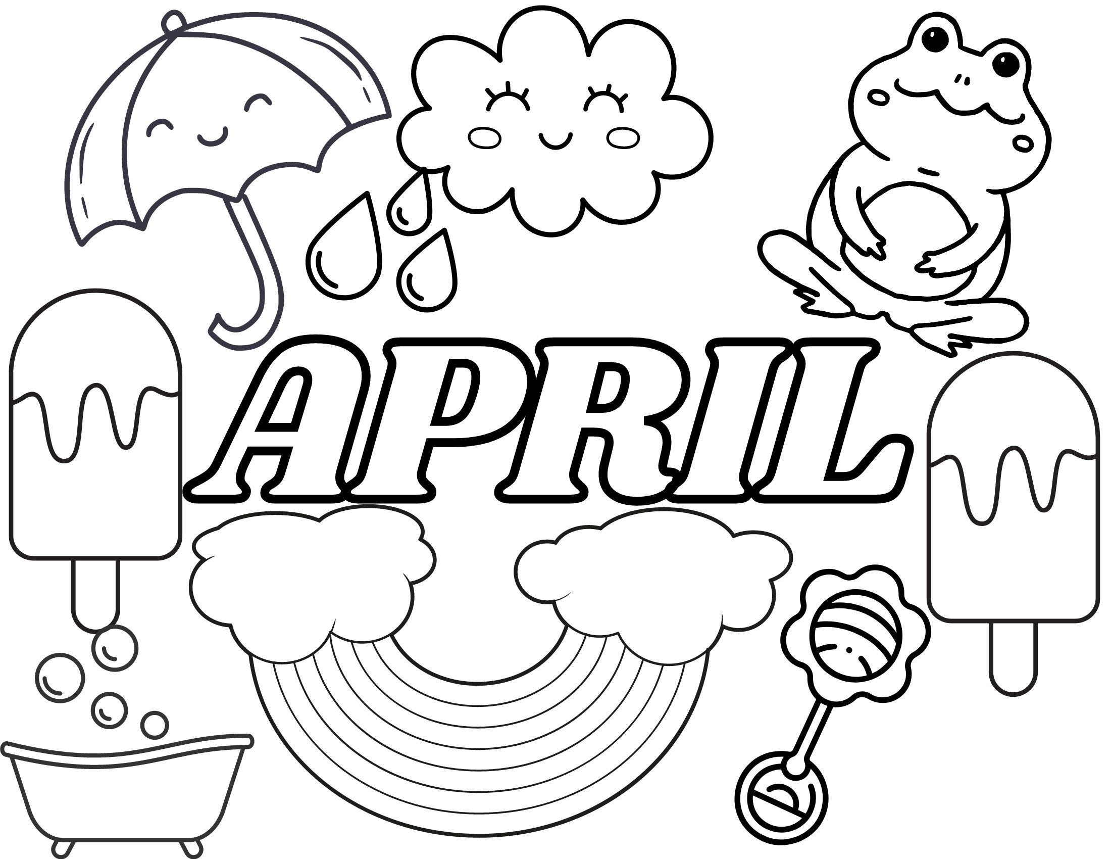 Cute April Month Coloring page